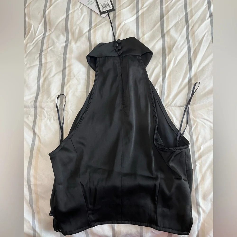 Guess ‘Aria’ Black Satin Mock Neck Top, NWT - Picture 2 of 5